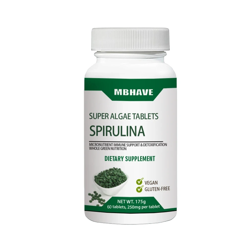 Spirulina Tablet Organic - 천연 오염 유기농 스피루리나, 250mg, 총
