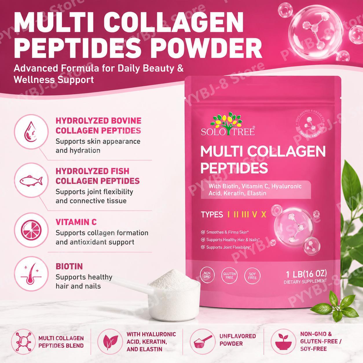 Collagen Peptide Powder - 솔로트리 멀티 콜라겐 펩타이드 파우더 (비오틴