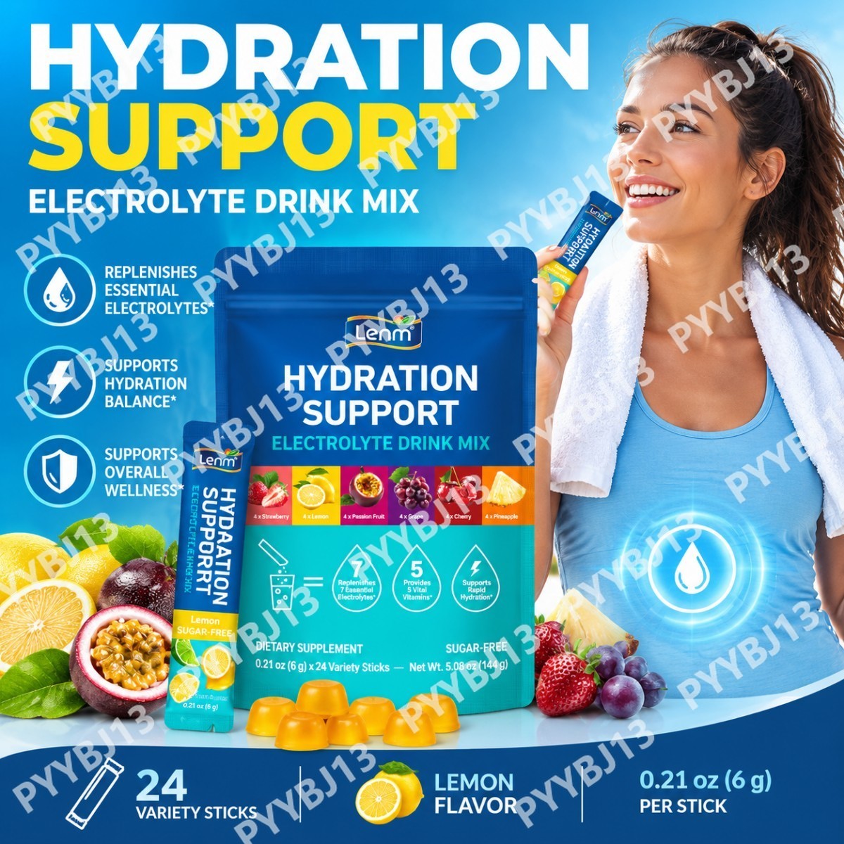 Electrolyte Powder Pack - 무설탕 전해질 파우더, 수분 보충 음료