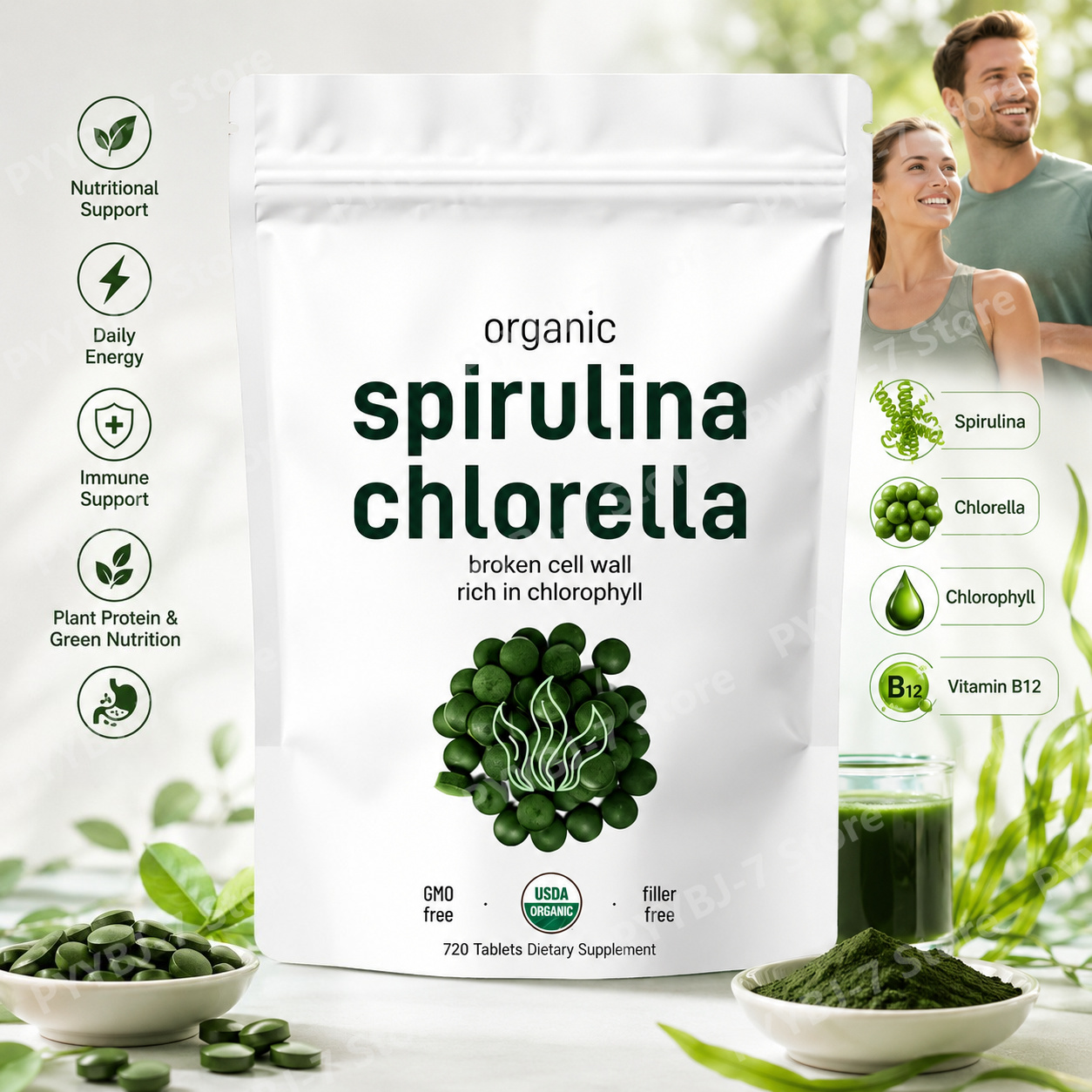 스피루리나 클로렐라 정제 유기농 슈퍼푸드 720정 비건 - Spirulina Tablet Organic 리뷰 및 가격