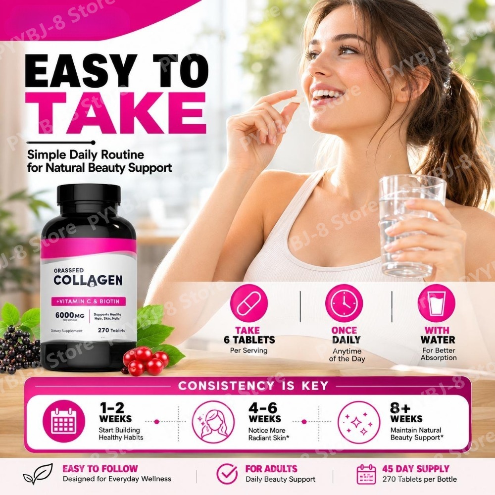 콜라겐 정제 6000mg 비타민 C와 비오틴 함유, 모 - Collagen Peptide Powder 리뷰 및 가격