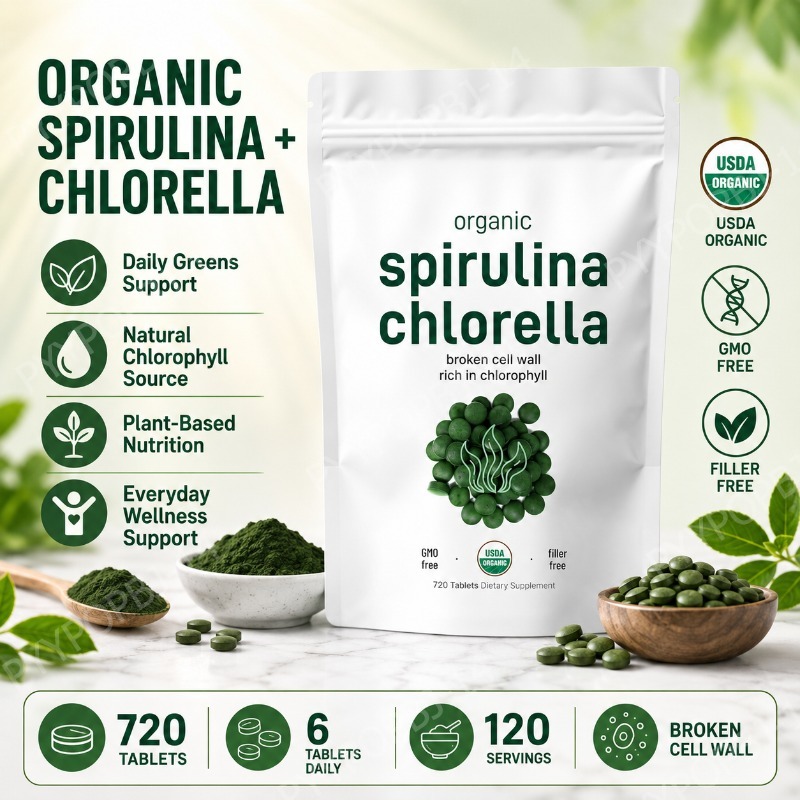 유기농 스피루리나 클로렐라 정제, 데일리 그린스, 식물 - Spirulina Tablet Organic 리뷰 및 가격